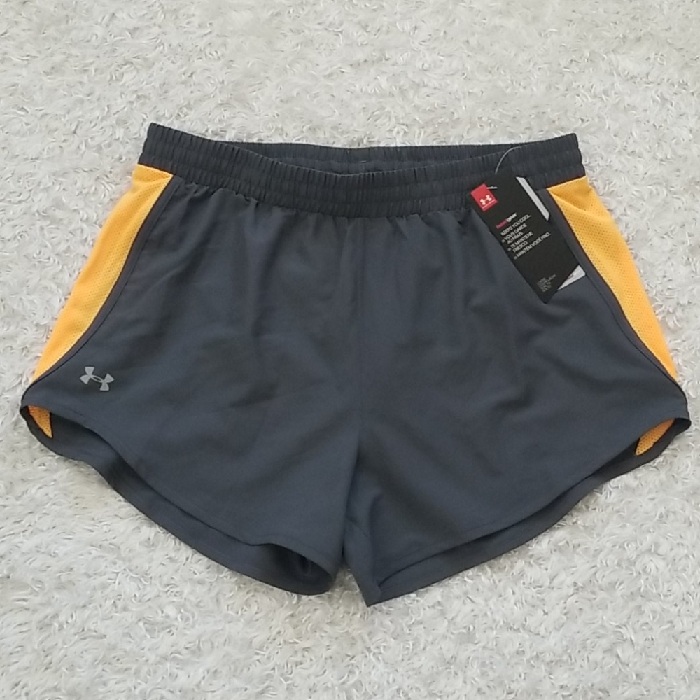 Under Armour Running Outdoor Workout Shorts Gray And Orange